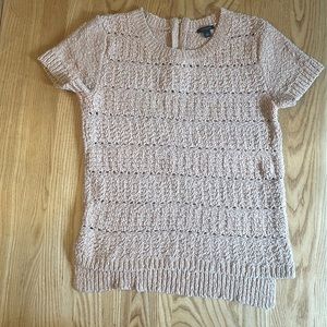 Ann Taylor Pink Short Sleeved Sweater with zipper in back